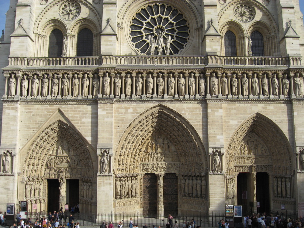 The Gallery of Kings and Rose window of the Notre Dame Cathedral in Paris