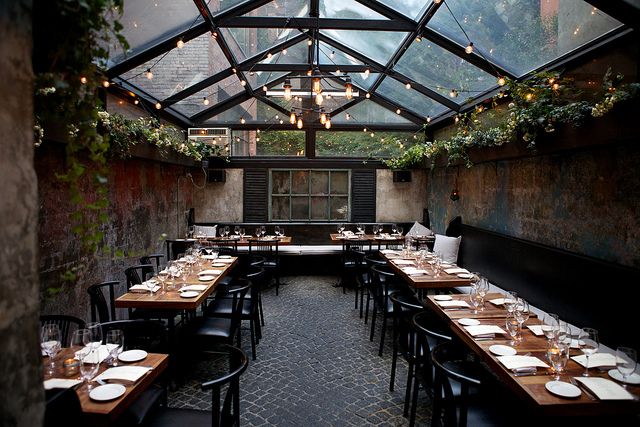 Romantic garden at restaurant August in New York